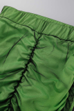 Green Street Solid Patchwork Skinny High Waist Pencil Solid Color Bottoms