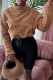 Khaki Street Solid Draw String Half A Turtleneck Tops