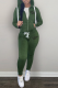 Green Street Print Draw String Half A Turtleneck Long Sleeve Two Pieces