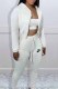 White Casual Print Patchwork Hooded Collar Long Sleeve Three Pieces
