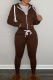 Dark Brown Street Print Draw String Half A Turtleneck Long Sleeve Two Pieces
