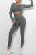Dark Gray Casual Sportswear Solid Patchwork O Neck Long Sleeve Two Pieces