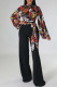 Black Red Casual Elegant Print Bandage Patchwork O Neck Straight Jumpsuits