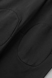 Black Sexy Casual Solid Patchwork V Neck Long Sleeve Two Pieces