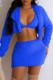Blue Sexy Casual Solid Basic Turndown Collar Long Sleeve Two Pieces