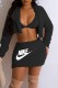 Black Street Print Letter Long Sleeve Three Pieces