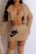 Brown Street Print Letter Long Sleeve Three Pieces