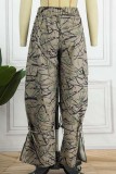 Camouflage Street Print Patchwork Harlan High Waist Wide Leg Full Print Bottoms