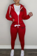 Red Street Print Draw String Half A Turtleneck Long Sleeve Two Pieces