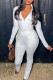 White Casual Solid Patchwork Zipper Collar Long Sleeve Two Pieces