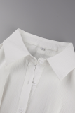 White Street Solid Patchwork Turndown Collar Tops