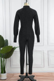 Coffee Sexy Solid Sequins Zipper Collar Skinny Jumpsuits