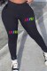 Black Sportswear Print Letter Skinny Pencil Bottoms