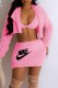 Pink Street Print Letter Long Sleeve Three Pieces