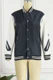 Black Casual Street Print Patchwork Buckle Outerwear