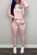 Pink Street Print Draw String Half A Turtleneck Long Sleeve Two Pieces