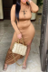 Khaki Street Print High Opening Half A Turtleneck Pencil Skirt Dresses