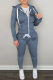 Blue Street Print Draw String Half A Turtleneck Long Sleeve Two Pieces