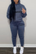 Tibetan Blue Street Print Draw String Hooded Collar Nine Points Sleeve Two Pieces