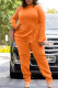 Orange Casual Solid Tassel Patchwork Hooded Collar Long Sleeve Two Pieces