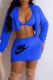 Blue Street Print Letter Long Sleeve Three Pieces