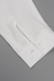 White Street Solid Patchwork Turndown Collar Tops