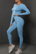 Sky Blue Casual Sportswear Solid Patchwork O Neck Long Sleeve Two Pieces