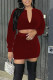 Burgundy Sexy Solid Patchwork V Neck Long Sleeve Two Pieces