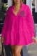 Rose Red Sweet Print Letter Shirt Collar A Line Dresses