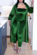 Green Casual Solid Patchwork Strapless Long Sleeve Two Pieces