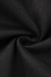 Black Street Embroidery Buckle Mandarin Collar Outerwear