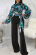 Cyanine Casual Elegant Print Bandage Patchwork O Neck Straight Jumpsuits