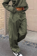 Army Green Casual Solid Draw String Harlan Mid Waist Harlan Solid Color Bottoms