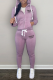 Purple Street Print Draw String Half A Turtleneck Long Sleeve Two Pieces
