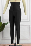 Purple Casual Sportswear Solid Patchwork Skinny High Waist Pencil Solid Color Bottoms