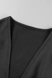 Black Sexy Casual Solid Patchwork V Neck Long Sleeve Two Pieces