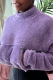 Purple Street Solid Draw String Half A Turtleneck Tops