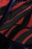 Red Sexy Print Patchwork Spaghetti Strap Sling Dress Dresses
