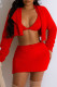 Red Sexy Casual Solid Basic Turndown Collar Long Sleeve Two Pieces