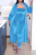 Sky Blue Casual Solid Patchwork Strapless Long Sleeve Two Pieces