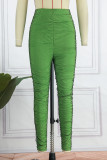 Green Street Solid Patchwork Skinny High Waist Pencil Solid Color Bottoms