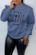 Blue Street Daily Print Patchwork Letter O Neck Tops