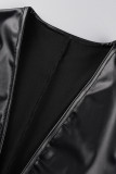 Black Sexy Solid Bandage Patchwork V Neck Regular Jumpsuits