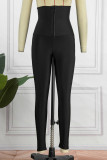 Purple Casual Sportswear Solid Patchwork Skinny High Waist Pencil Solid Color Bottoms