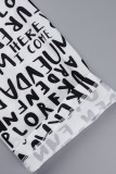 Black And White Casual Letter Chains Turndown Collar Dresses