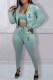 Fruit Green Sportswear Print Letter Hooded Collar Long Sleeve Three Pieces