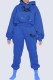 Blue Casual Letter Patchwork Hooded Collar Long Sleeve Two Pieces
