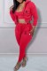 Red Sportswear Print Letter Hooded Collar Long Sleeve Three Pieces