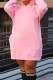 Pink Casual Solid Patchwork Hooded Collar Long Sleeve Dresses