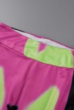 Pink Casual Print Patchwork O Neck Long Sleeve Two Pieces